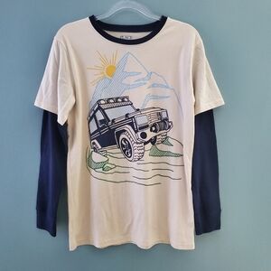 NWT CHILDRENS PLACE LONG SLEEVE LAYER LOOK T-SHIRT WITH TRUCK PRINT BOYS XXL/16